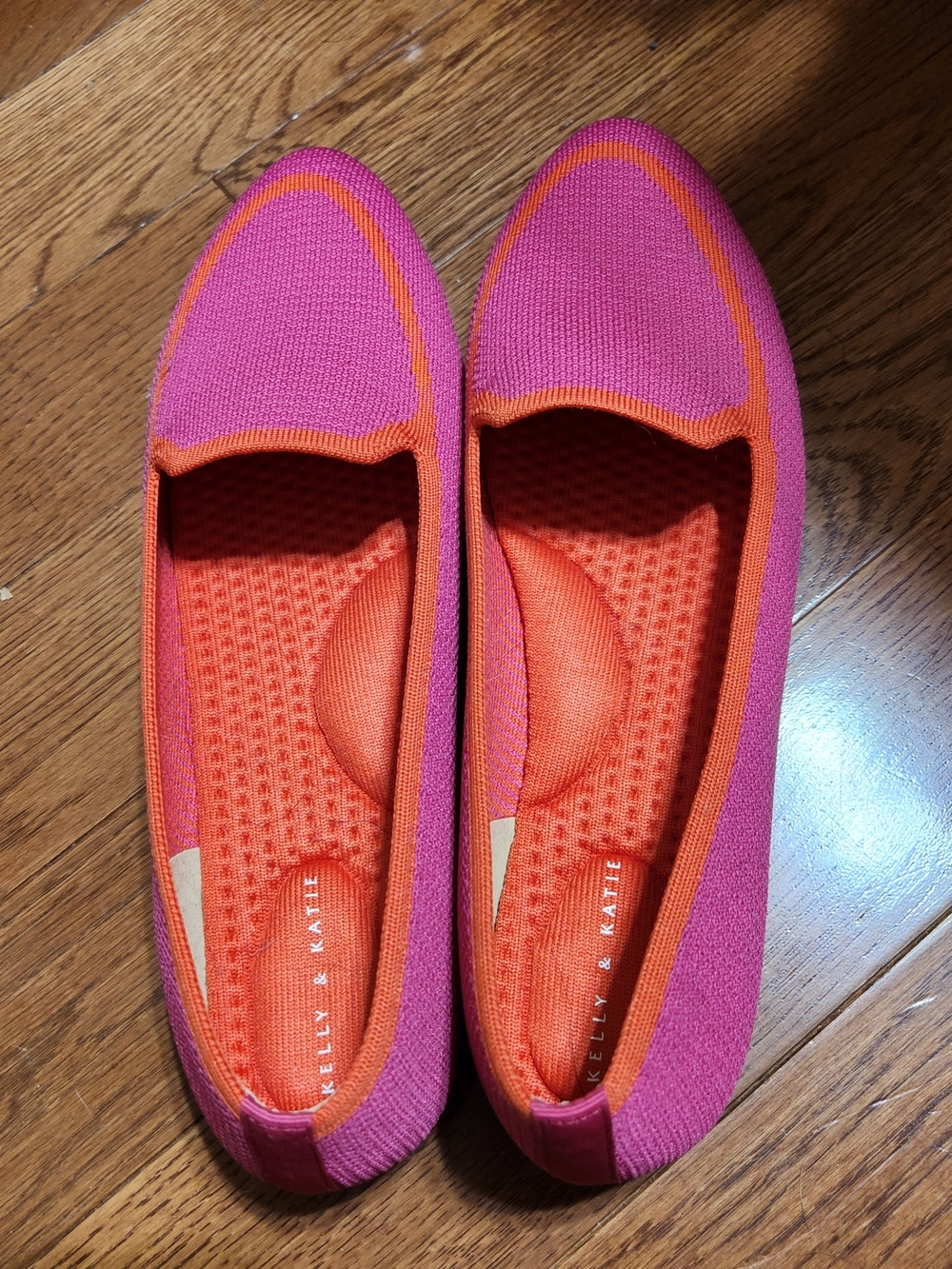 Kelly & Katie Pink & Orange Knit Slip-On Flats